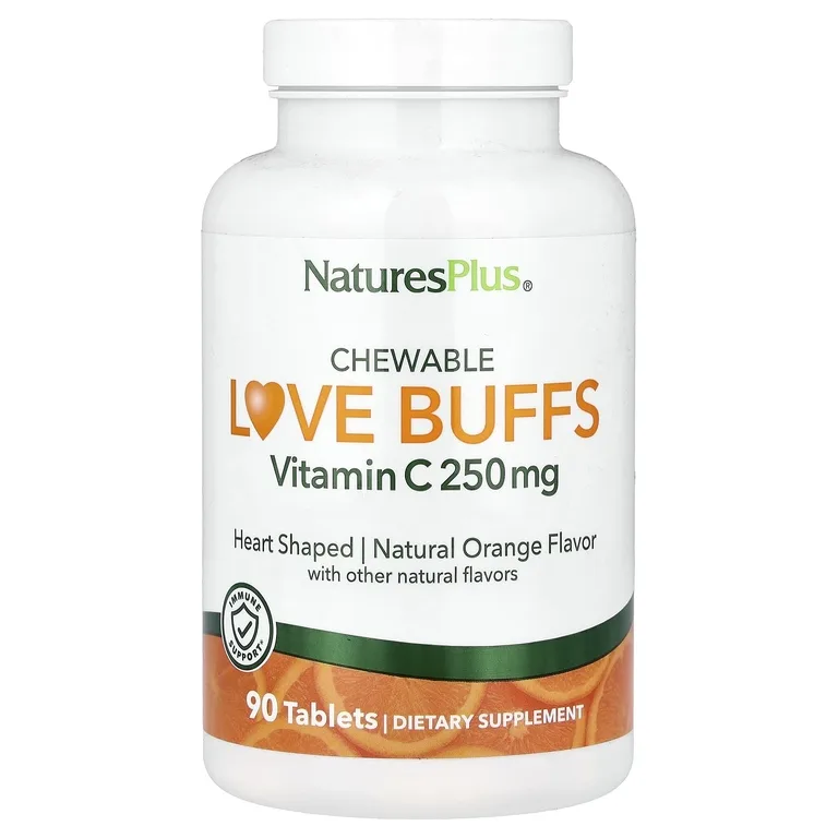 NaturesPlus, жевательные таблетки витамин C, натуральный апельсиновый вкус, 90 жевательных таблеток