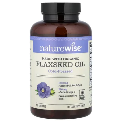 NatureWise, органическое льняное масло, 120 капсул