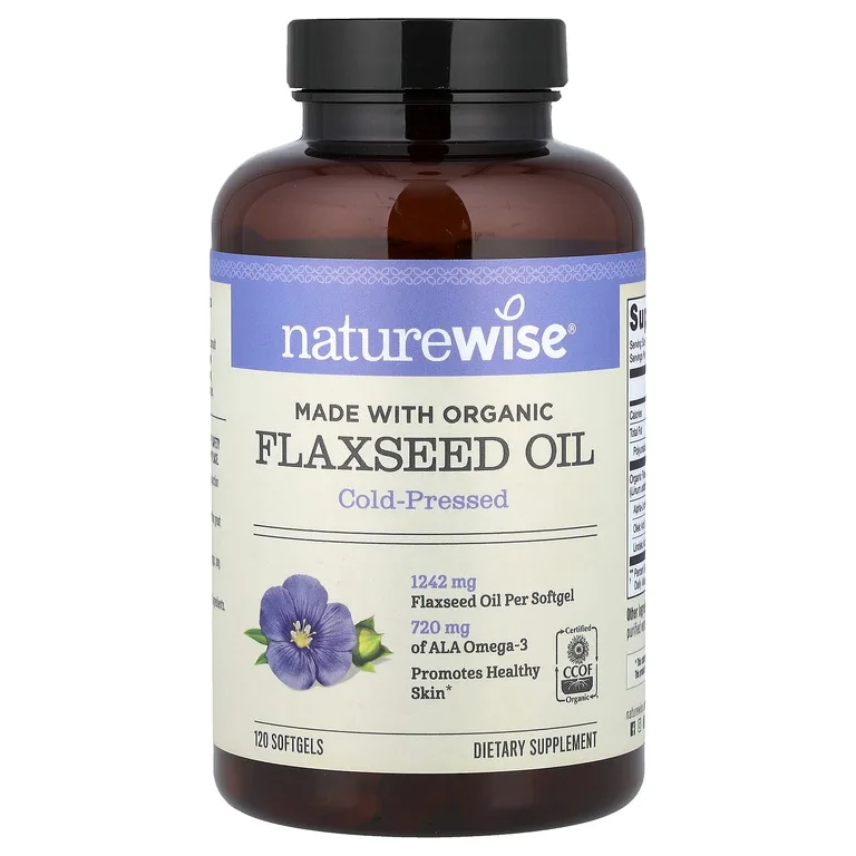 NatureWise, органическое льняное масло, 120 капсул