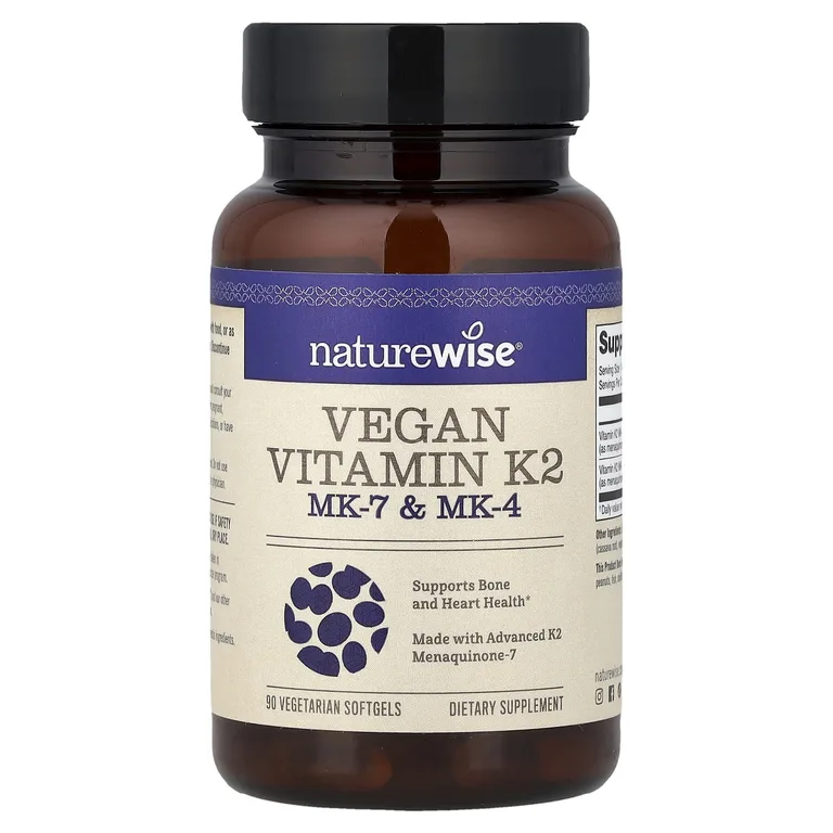 NatureWise, веганский витамин K2, MK-7 и MK-4, 90 вегетарианских капсул