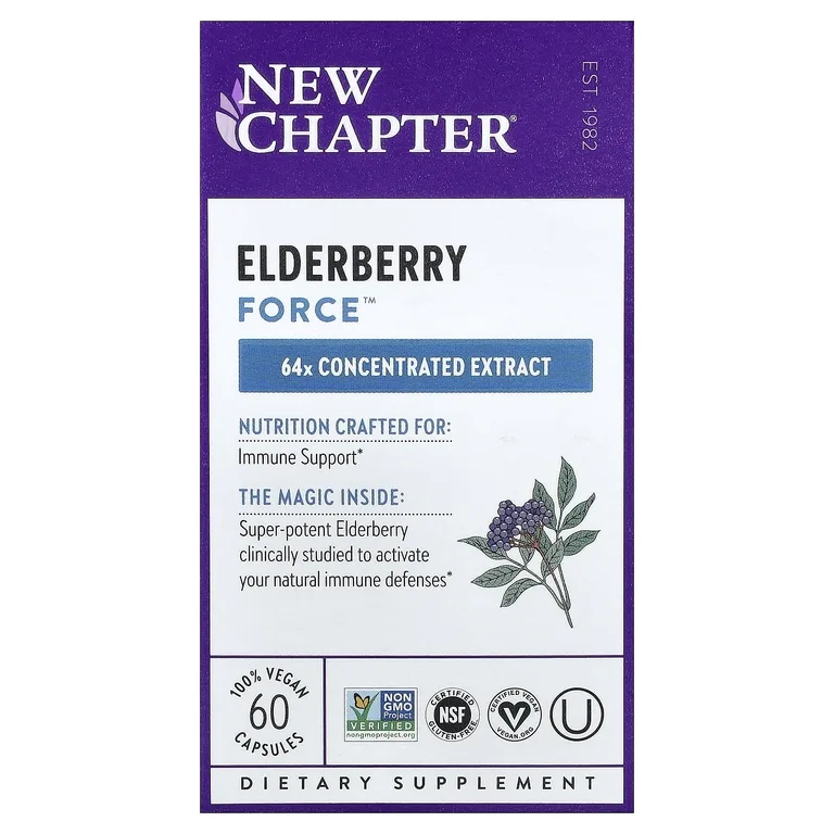 New Chapter, Elderberry Force™, 60 веганских капсул