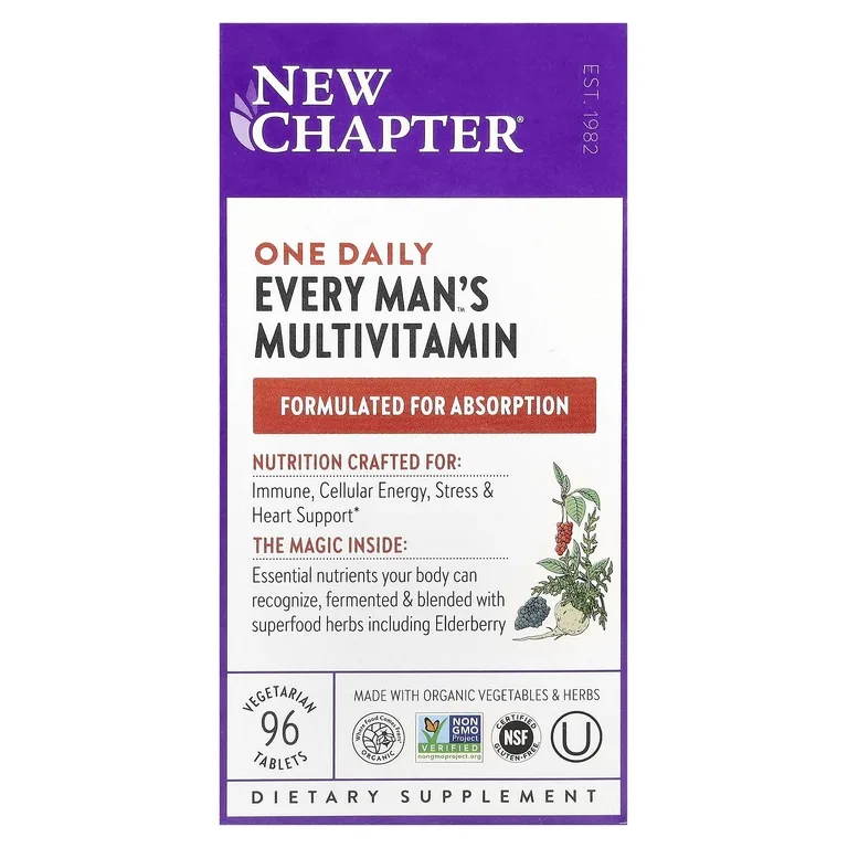New Chapter, мультивитаминная добавка из цельных продуктов для мужчин, 96 вегетарианских таблеток