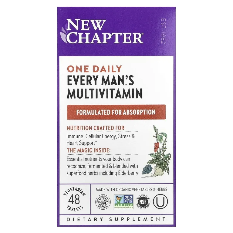 New Chapter, мультивитамины для мужчин, 48 вегетарианских таблеток