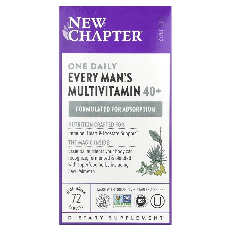 New Chapter, мультивитамины для мужчин после 40 лет, 72 растительные таблетки
