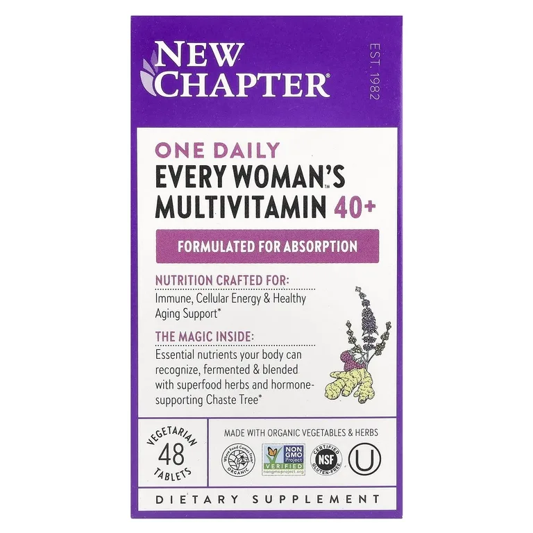 New Chapter, мультивитамины для женщин после 40 лет, 48 вегетарианских таблеток (New Chapter, One Daily, Every Woman's)