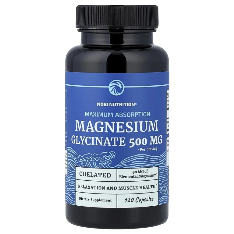 Nobi Nutrition, глицинат магния в хелатной форме, максимальное усвоение, 120 капсул (250 мг в 1 капсуле)