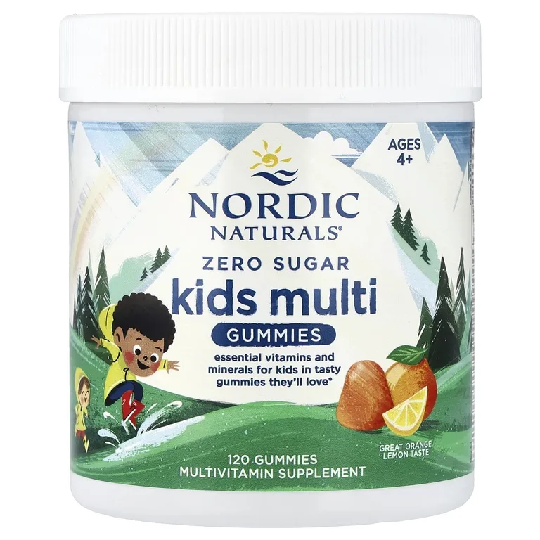Nordic Naturals, детские жевательные мультивитамины без сахара, от 4 лет, со вкусом апельсина и лимона, 120 жевательных таблеток