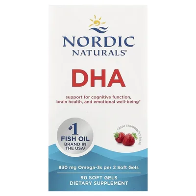 Nordic Naturals, ДГК, клубничный вкус, 90 мягких таблеток