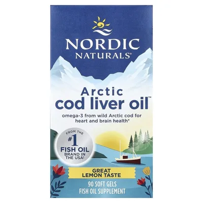 Nordic Naturals, масло печени арктической трески, вкус лимон, 90 желатиновых капсул