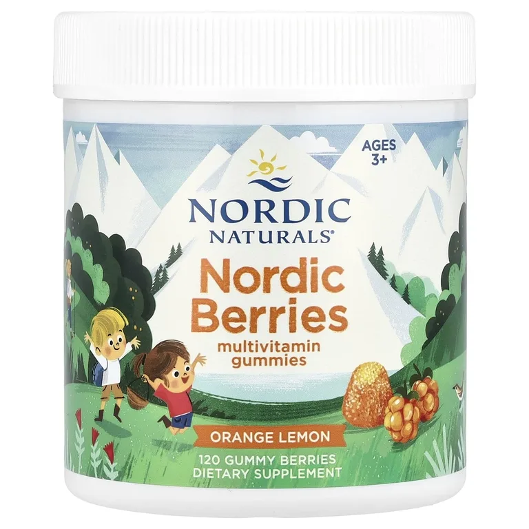 Nordic Naturals, мультивитаминные жевательные мармеладки, для детей от 3 лет, апельсин и лимон, 120 жевательных ягод