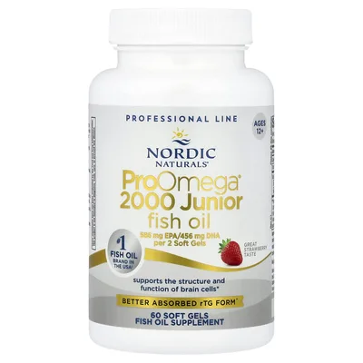 Nordic Naturals, омега-3 2000 для детей и взрослых, клубника, 60 желатиновых капсул