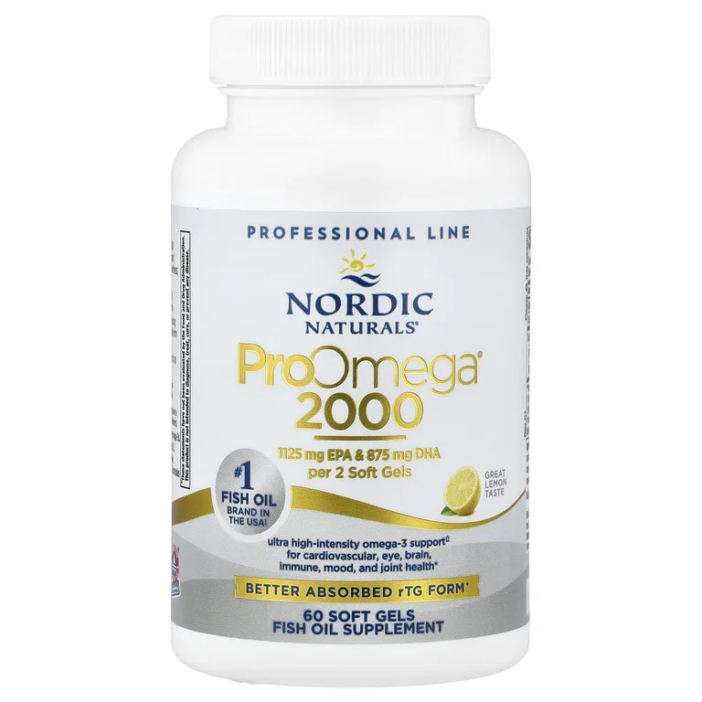 Nordic Naturals, омега-3 2000, лимон, 60 желатиновых капсул (1075 мг на капсулу)
