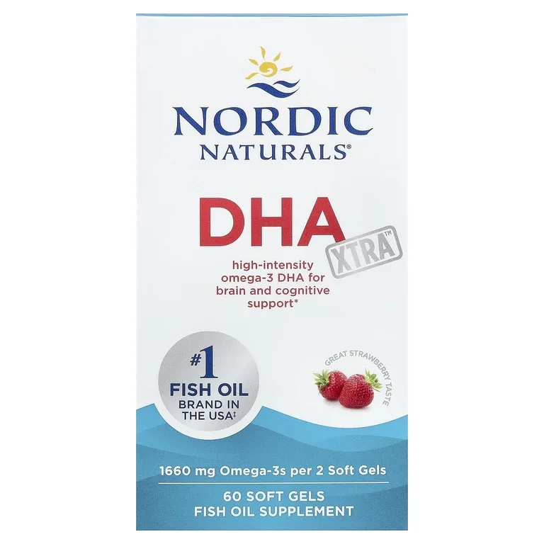 Nordic Naturals, омега-3 ДГК, со вкусом клубники, 60 желатиновых капсул