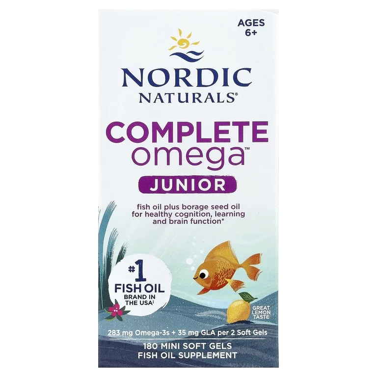 Nordic Naturals, омега-3, для детей от 6 лет, со вкусом лимона, 180 малых желатиновых капсул