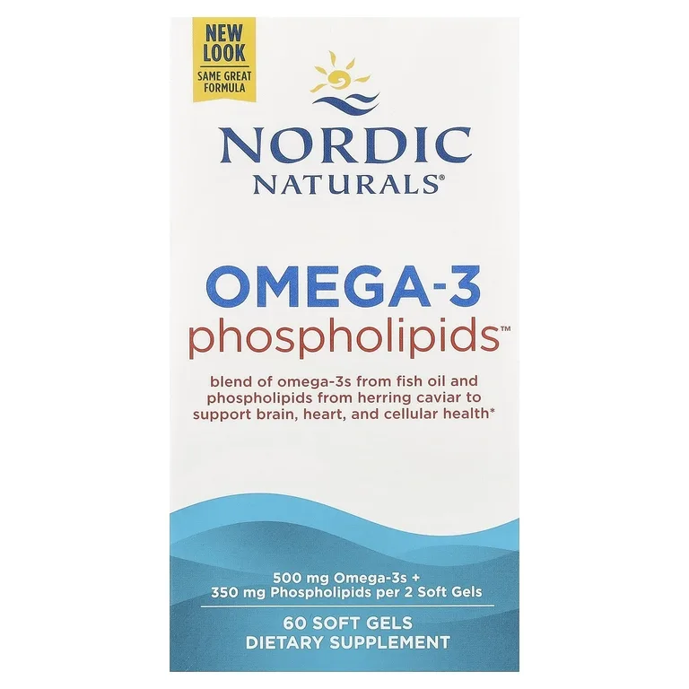 Nordic Naturals, омега-3 и фосфолипиды, 60 желатиновых капсул