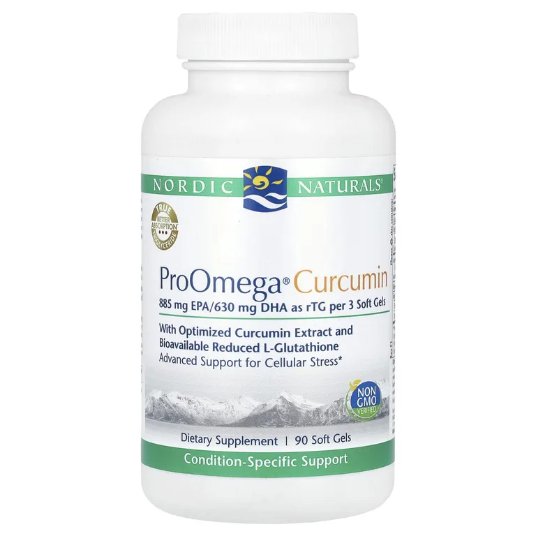 Nordic Naturals, Омега-3 и куркумин, 1,250 мг, 90 желатиновых капсул