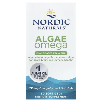 Nordic Naturals, омега-3 из водорослей, 60 желатиновых капсул (357,5 мг в 1 капсуле)