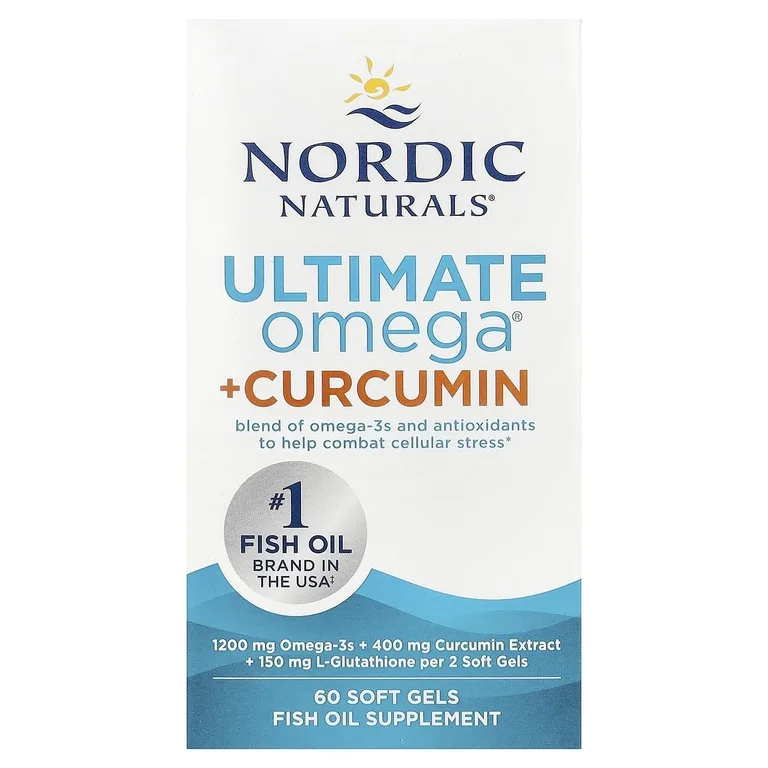 Nordic Naturals, омега-3 + куркумин, 60 желатиновых капсул