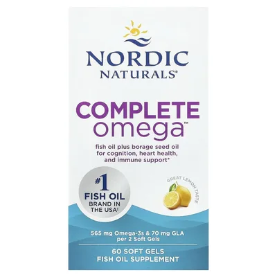 Nordic Naturals, омега-3, лимон, 60 желатиновых капсул