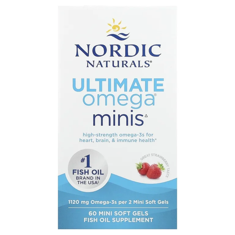 Nordic Naturals, омега-3 мини, со вкусом клубники, 60 мини-капсул (560 мг в 1 капсуле)