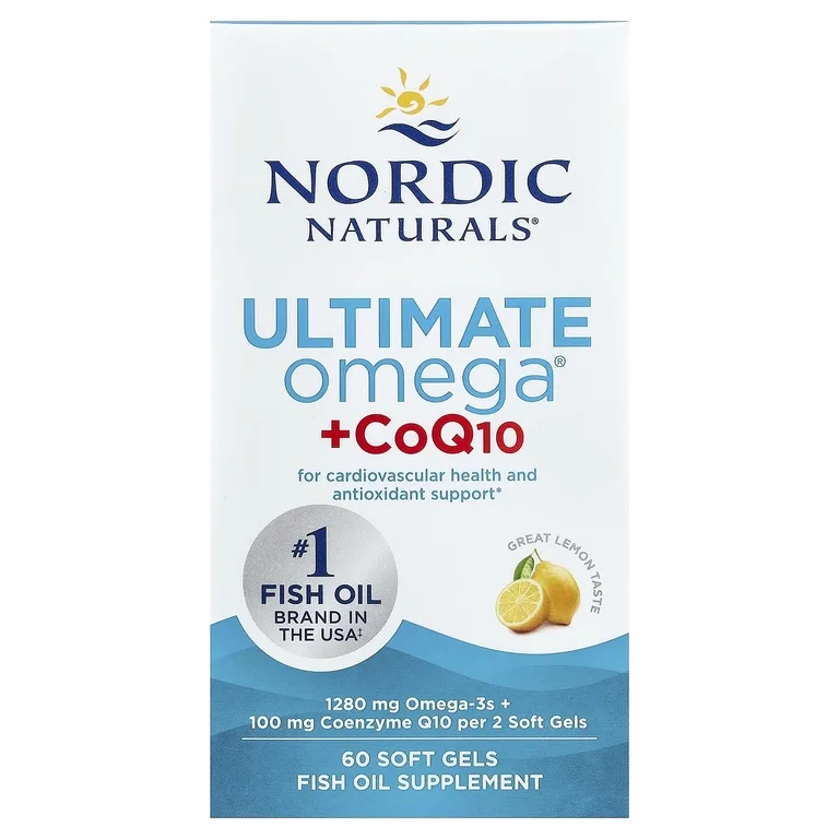 Nordic Naturals, омега-3 с коэнзимом Q10, со вкусом лимона, 60 желатиновых капсул