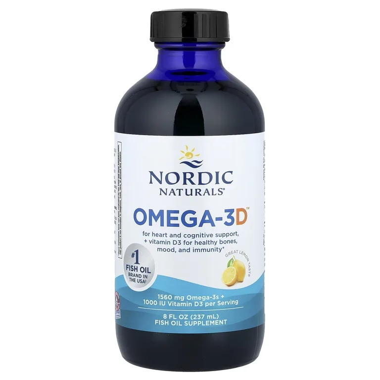 Nordic Naturals, омега-3 с витамином Д3, лимон, 237 мл (8 жидких унций)