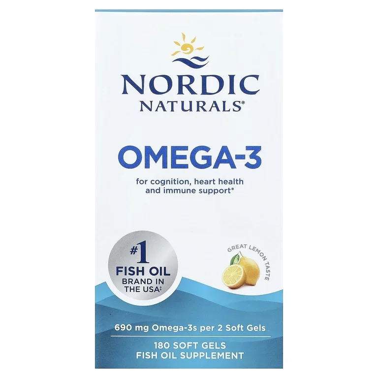 Nordic Naturals, омега-3, со вкусом лимона, 180 капсул (345 мг в 1 капсуле)