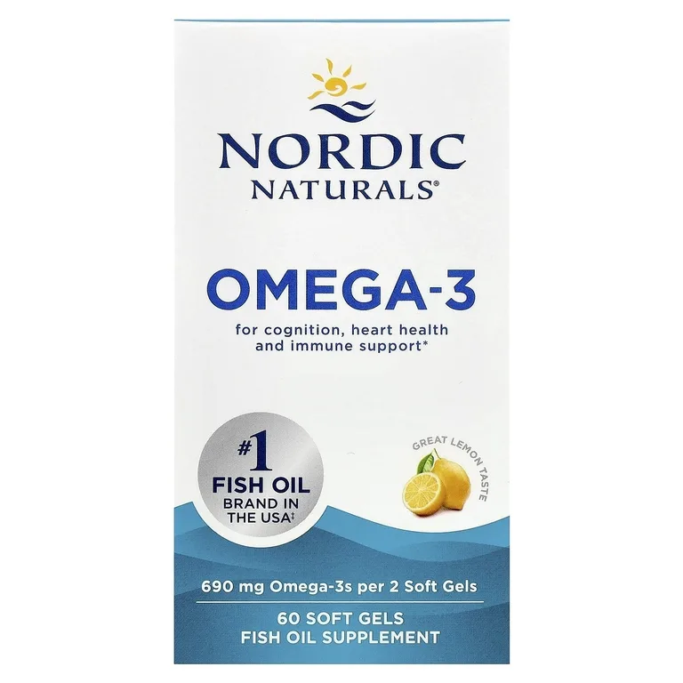 Nordic Naturals, омега-3, со вкусом лимона, 690 мг, 60 капсул (345 мг в 1 капсуле)