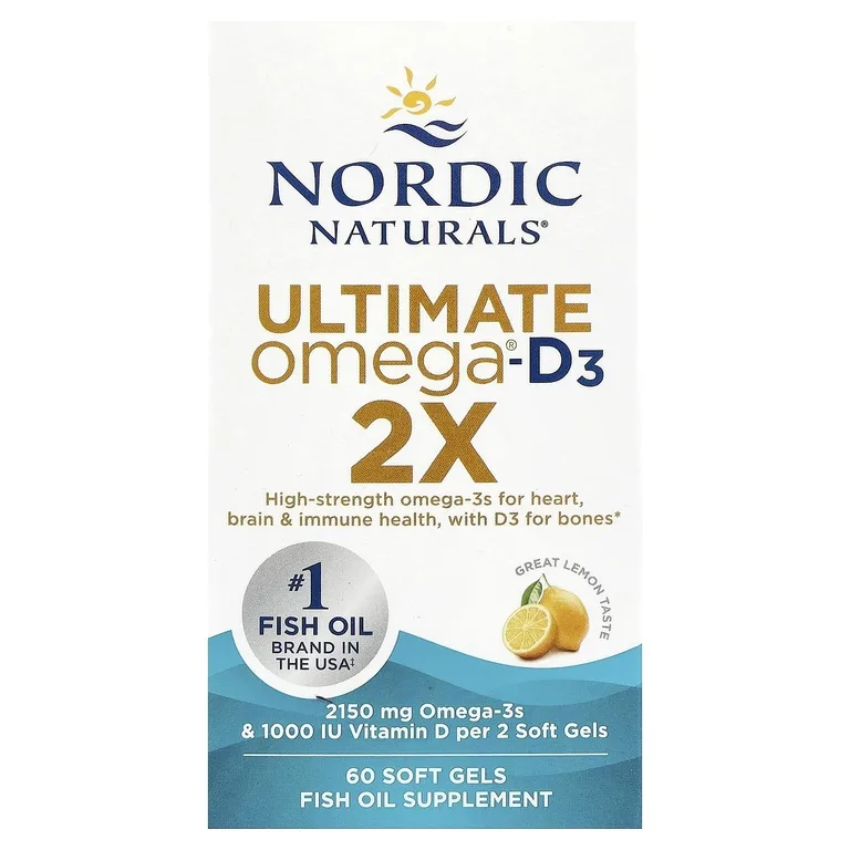 Nordic Naturals, омега-3 + витамин Д, лимон, 60 желатиновых капсул