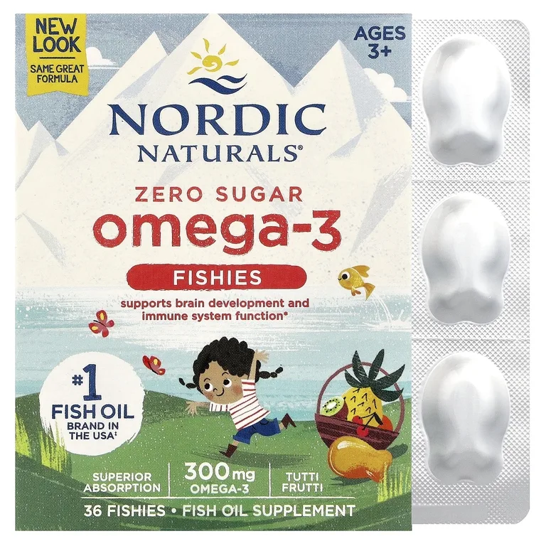 Nordic Naturals, рыбки с омега-3, без сахара, для детей от 3 лет, тутти фрутти, 300 мг, 36 рыбок