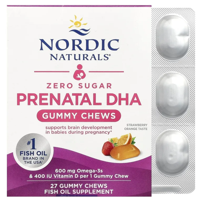 Nordic Naturals, Жевательные конфеты с ДГК без сахара, клубничный апельсин, 27 жевательных конфет