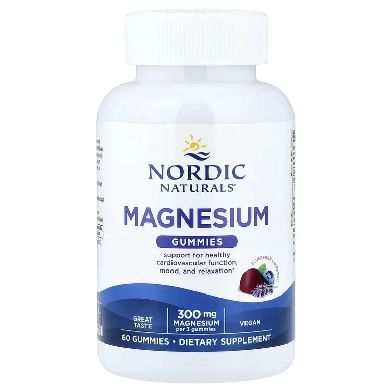 Nordic Naturals, Жевательные мармеладки с магнием, голубика и лаванда, 60 жевательных мармеладок (100 мг в 1 жевательной мармеладке)