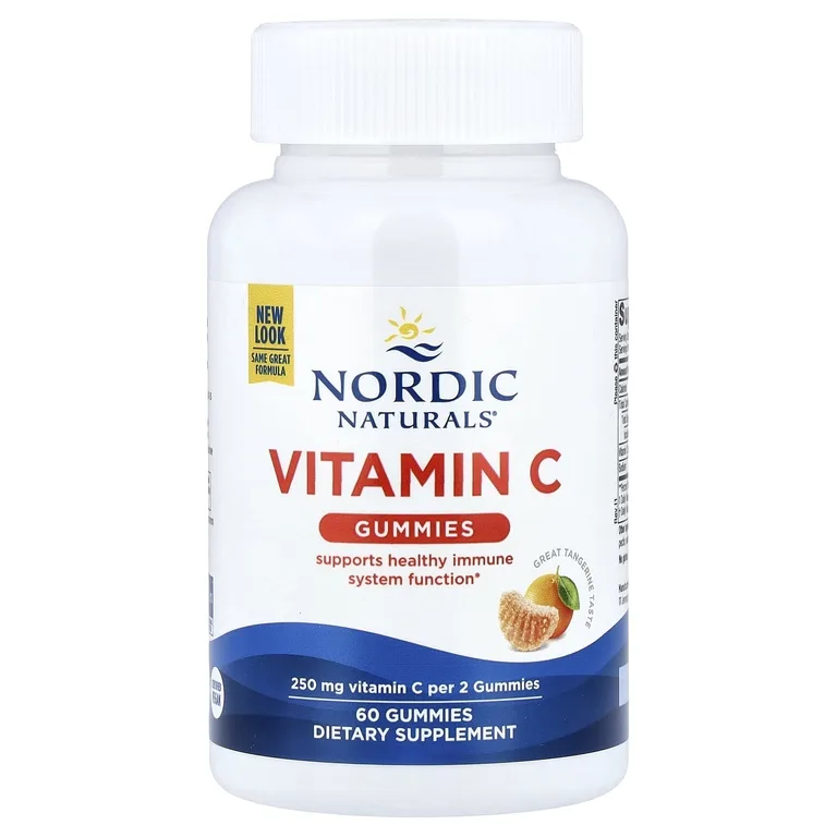 Nordic Naturals, Жевательные мармеладки с витамином C, мандарин, 60 жевательных мармеладок (125 мг в 1 жевательной мармеладке)