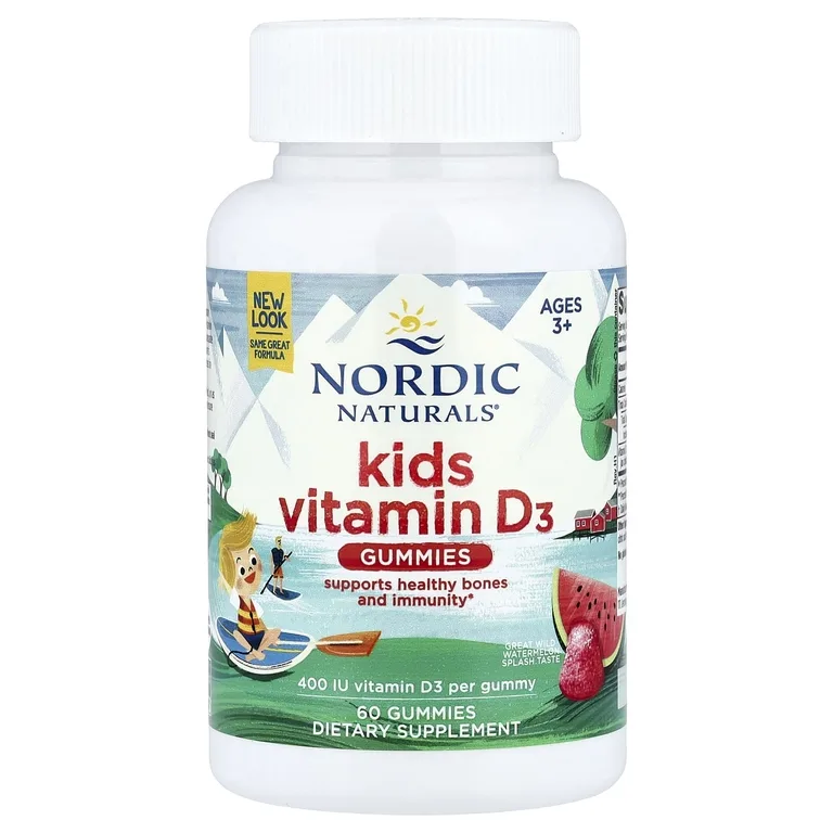 Nordic Naturals, Жевательные таблетки с витамином D3, для детей 3 и старше, дикий арбуз, 400 МЕ, 60 жевательных таблеток