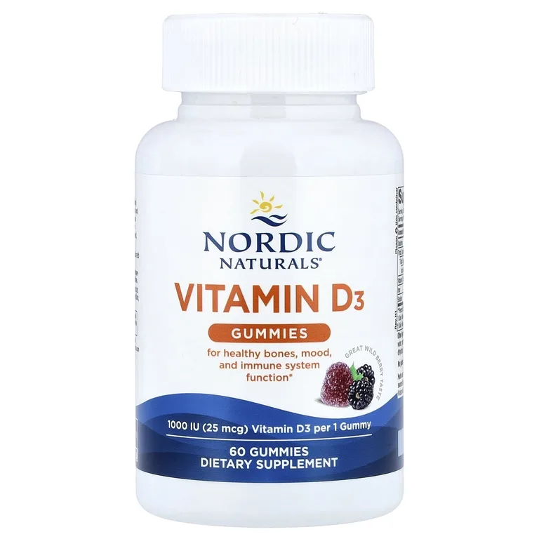 Nordic Naturals, Жевательные таблетки с витамином D3, со вкусом лесных ягод, 1000 МЕ, 60 шт.