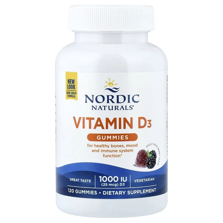 Nordic Naturals, жевательный витамин D3, со вкусом лесных ягод, 25 мкг (1000 МЕ), 120 жевательных таблеток