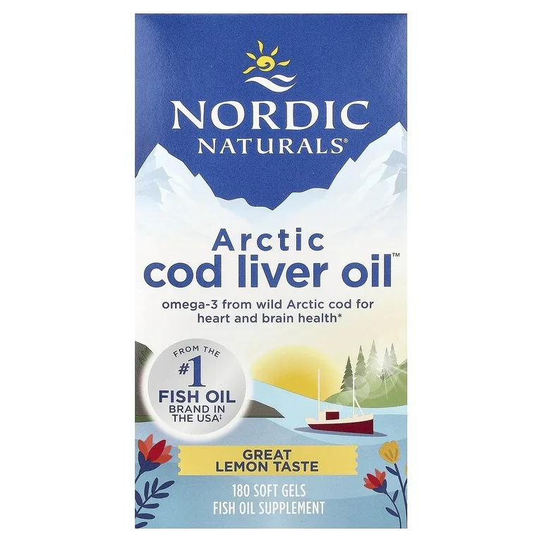 Nordic Naturals, жир из печени арктической трески, лимон, 180 желатиновых капсул