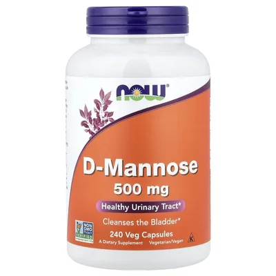NOW Foods, D-манноза, 500 мг, 240 растительных капсул