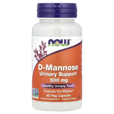 NOW Foods, D-манноза, 500 мг, 60 растительных капсул