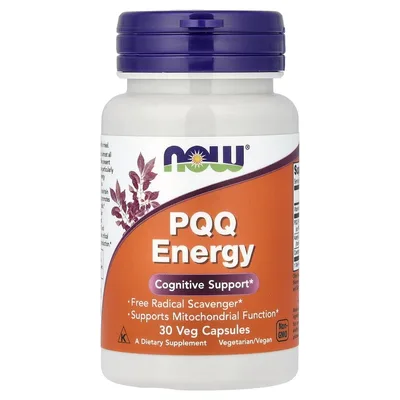 NOW Foods, добавка для энергии с пирролохинолинхиноном, 20 мг, 30 вегетарианских капсул