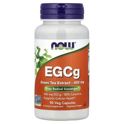 NOW Foods, ЭГКГ, экстракт зеленого чая, 400 мг, 90 вегетарианских капсул
