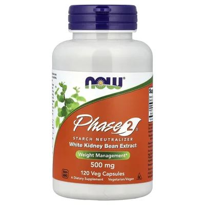 NOW Foods, экстракт белой фасоли Phase 2®, 500 мг, 120 растительных капсул