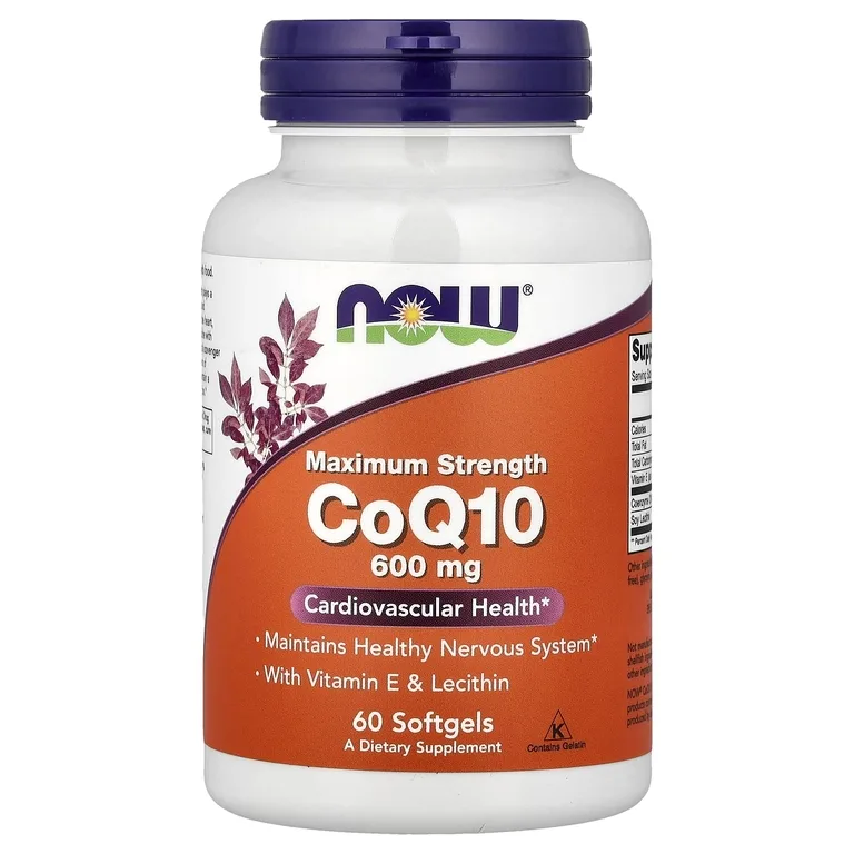 NOW Foods, коэнзим Q10 с витамином E и лецитином, 60 капсул