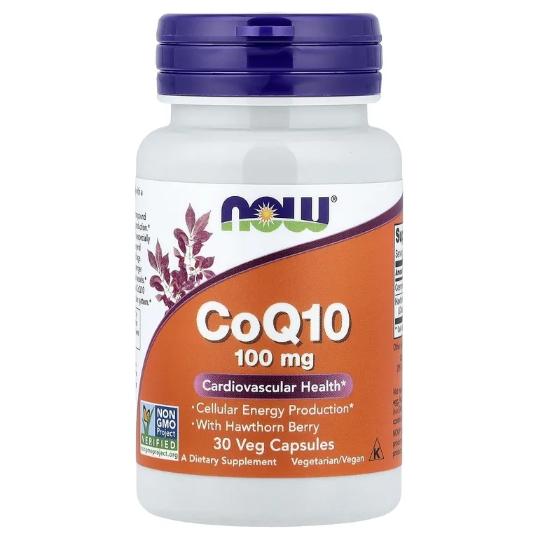 NOW Foods, коэнзим Q10 с ягодами боярышника, 30 растительных капсул
