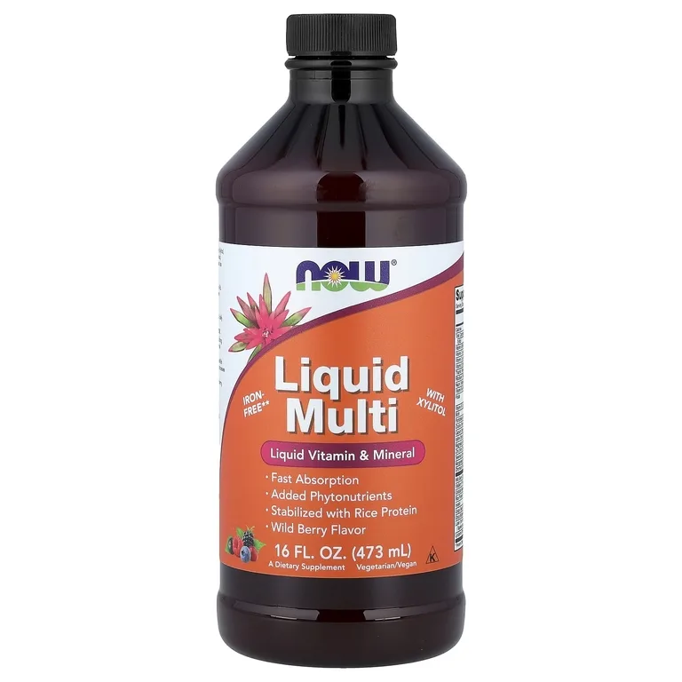 NOW Foods, комплекс мультивитиминов и минералов в жидкой форме, со вкусом диких ягод, 16 жидких унций (473 мл)