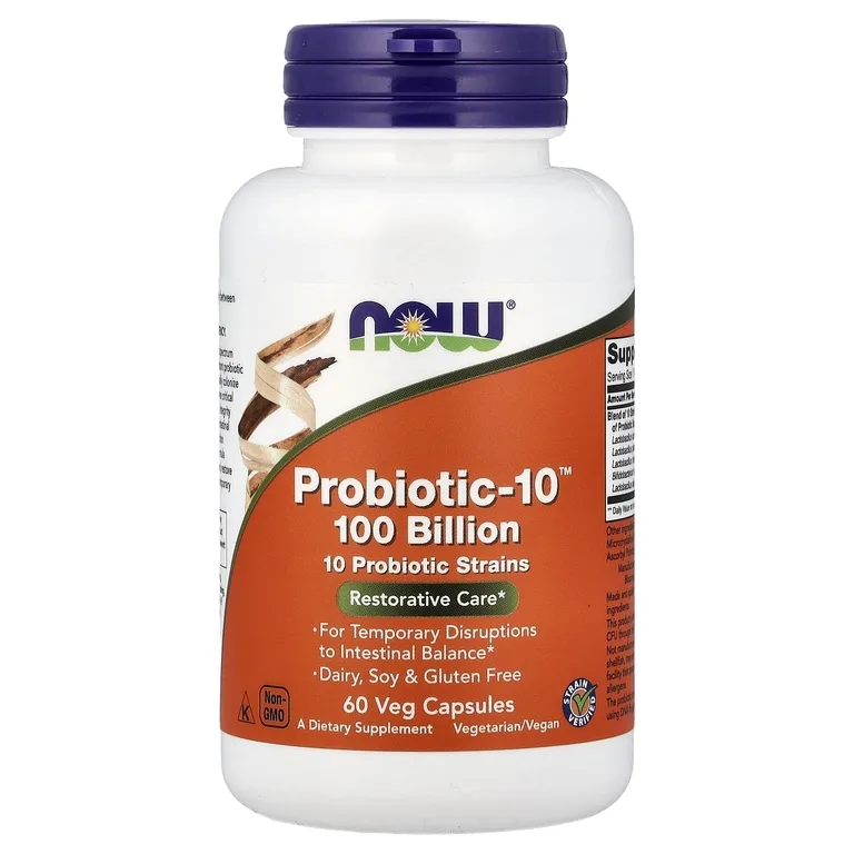 NOW Foods, комплекс пробиотиков, 100 млрд КОЕ, 60 растительных капсул