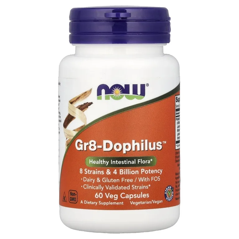 NOW Foods, комплексная пробиотическая добавка Gr8-Dophilus™, 60 растительных капсул