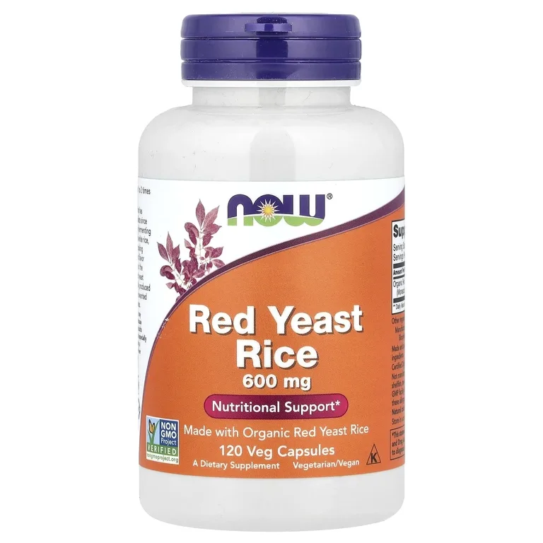 NOW Foods, красный ферментированный рис, 600 мг, 120 растительных капсул
