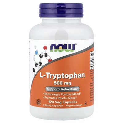 NOW Foods, L-триптофан, 500 мг, 120 вегетарианских капсул