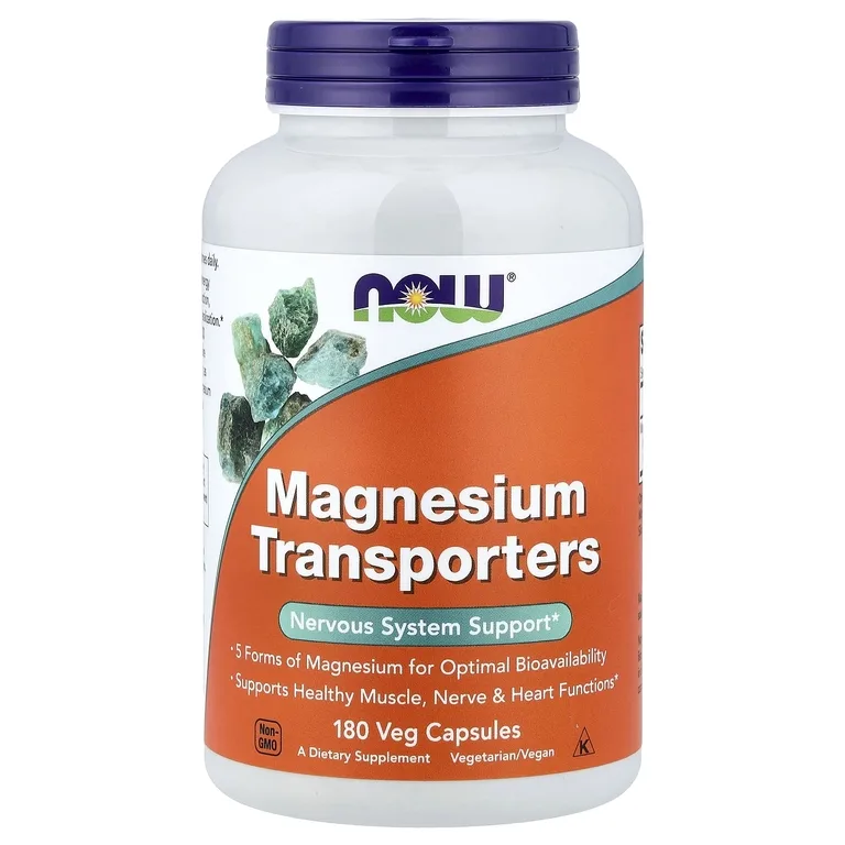 NOW Foods, Magnesium Transporters, комплекс магния, 180 веганских капсул (120 мг в капсуле)
